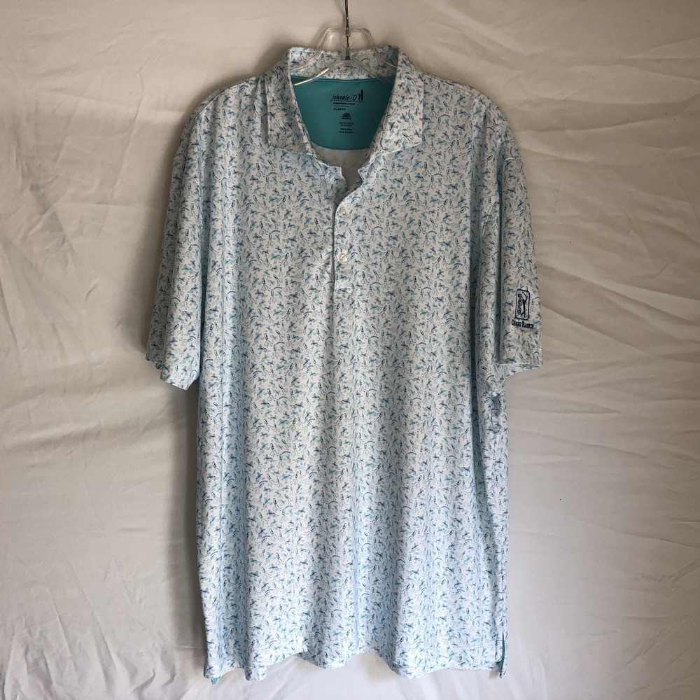 Johnnie-O Polo Shirt Mens XL White Sand Bagger Golf TPC Craig Ranch Performance